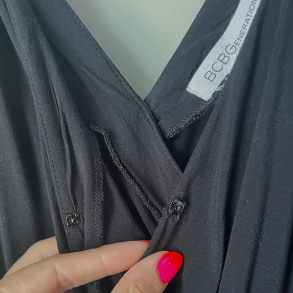 BCBGeneration Black Cocktail Dress Size M | Off-the-Shoulder Ruffles + Pockets! - Picture 3 of 8